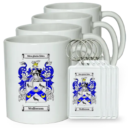 Wollterson Set of 4 Coffee Mugs and Keychains