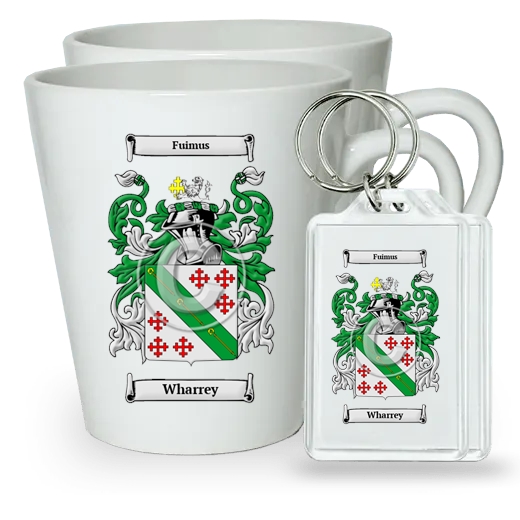 Wharrey Pair of Latte Mugs and Pair of Keychains