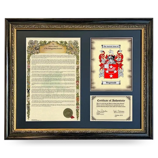 Wegewude Framed Surname History and Coat of Arms- Heirloom