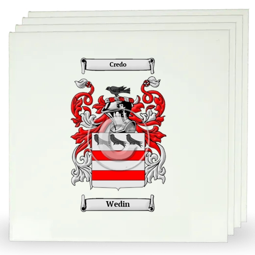 Wedin Set of Four Large Tiles with Coat of Arms