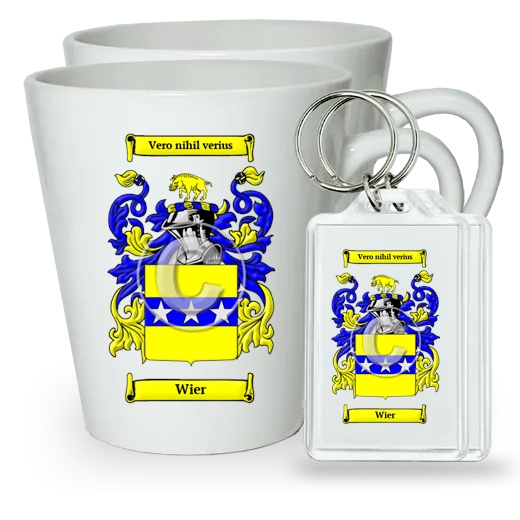 Wier Pair of Latte Mugs and Pair of Keychains