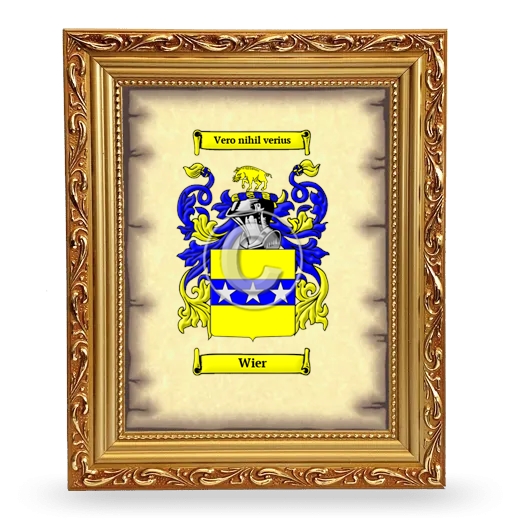 Wier Coat of Arms Framed - Gold