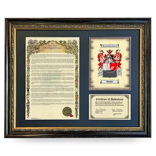 Wieder Framed Surname History and Coat of Arms- Heirloom