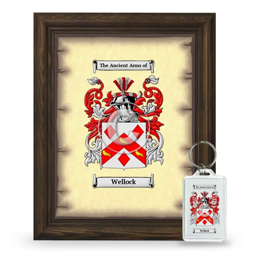 Wellock Framed Coat of Arms and Keychain - Brown