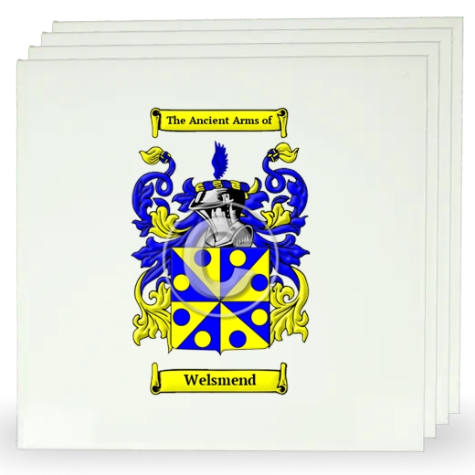Welsmend Set of Four Large Tiles with Coat of Arms