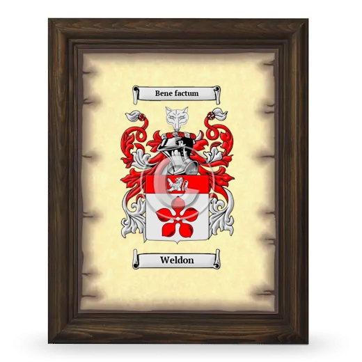 Weldon Coat of Arms Framed - Brown