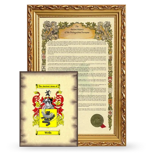 Wells Framed History and Coat of Arms Print - Gold