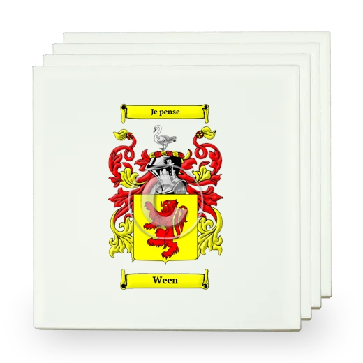 Ween Set of Four Small Tiles with Coat of Arms