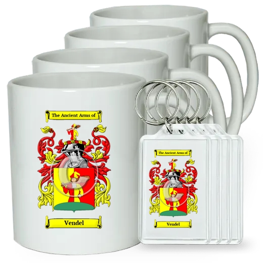 Vendel Set of 4 Coffee Mugs and Keychains