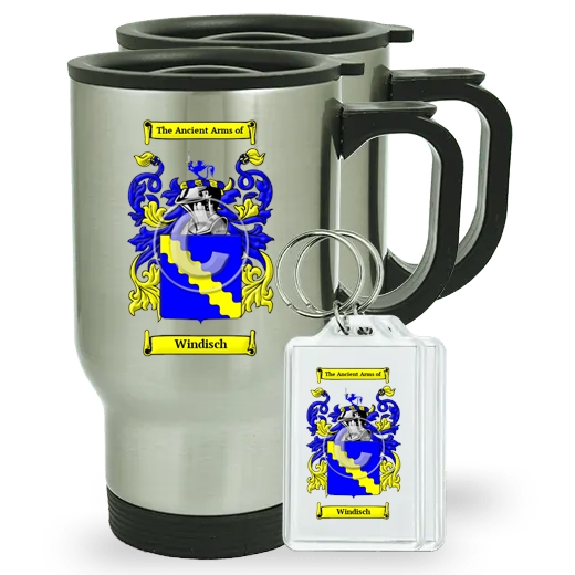 Windisch Pair of Travel Mugs and pair of Keychains