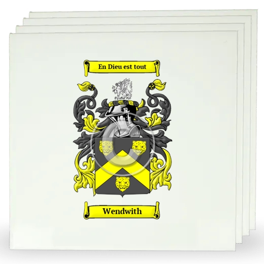 Wendwith Set of Four Large Tiles with Coat of Arms