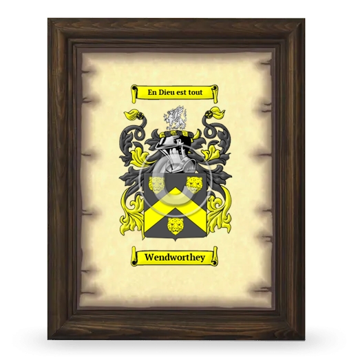 Wendworthey Coat of Arms Framed - Brown
