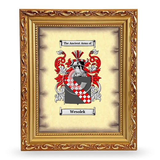 Wesolek Coat of Arms Framed - Gold