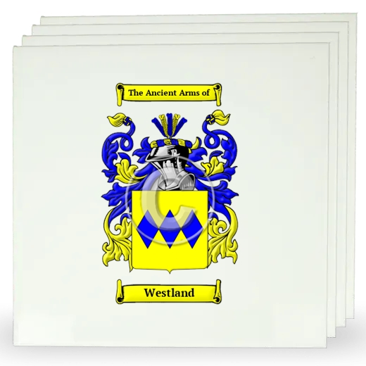 Westland Set of Four Large Tiles with Coat of Arms