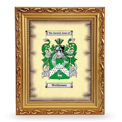 Wetherney Coat of Arms Framed - Gold