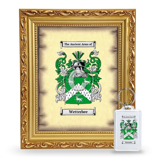 Wetterbee Framed Coat of Arms and Keychain - Gold