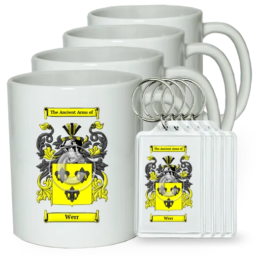 Werr Set of 4 Coffee Mugs and Keychains