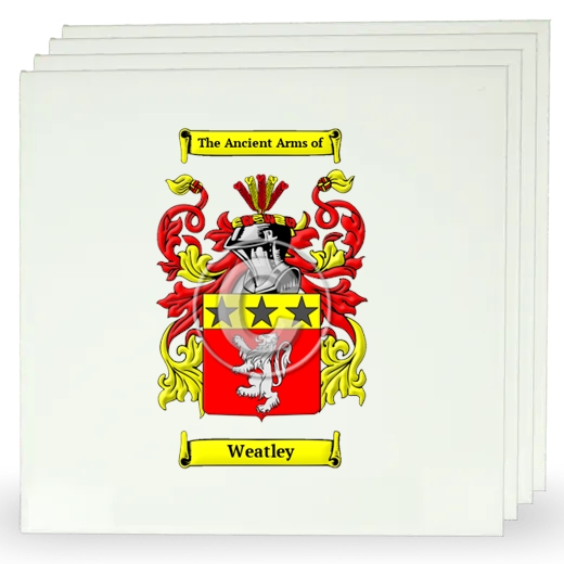 Weatley Set of Four Large Tiles with Coat of Arms