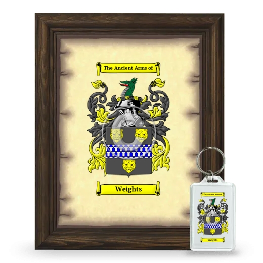 Weights Framed Coat of Arms and Keychain - Brown