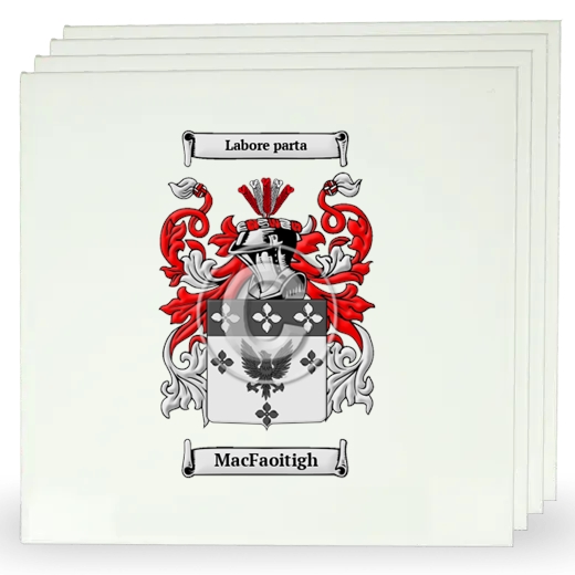 MacFaoitigh Set of Four Large Tiles with Coat of Arms