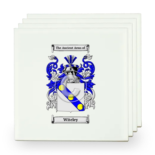 Witeley Set of Four Small Tiles with Coat of Arms