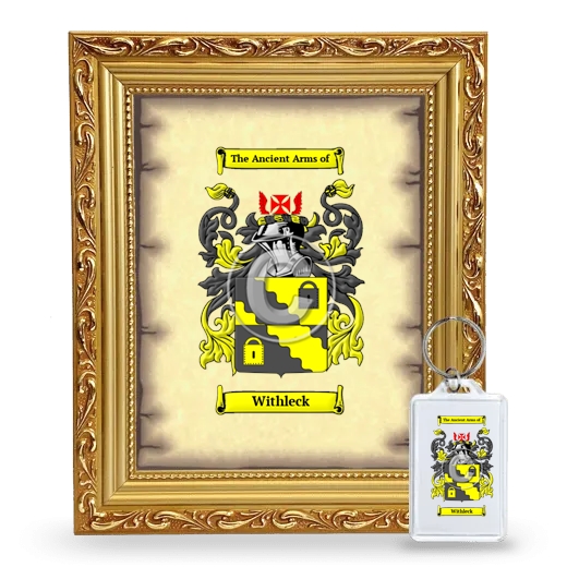 Withleck Framed Coat of Arms and Keychain - Gold