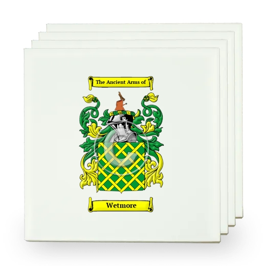 Wetmore Set of Four Small Tiles with Coat of Arms