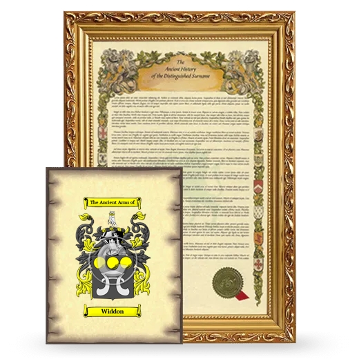 Widdon Framed History and Coat of Arms Print - Gold