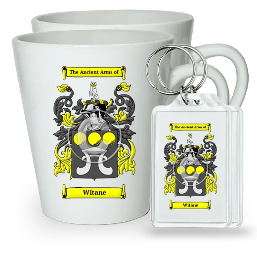 Witane Pair of Latte Mugs and Pair of Keychains