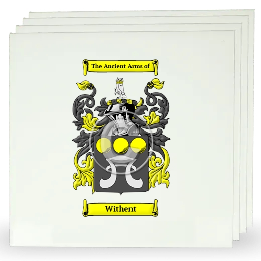 Withent Set of Four Large Tiles with Coat of Arms