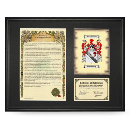 Wittwithay Framed Surname History and Coat of Arms - Black