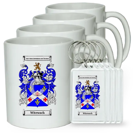 Witewach Set of 4 Coffee Mugs and Keychains