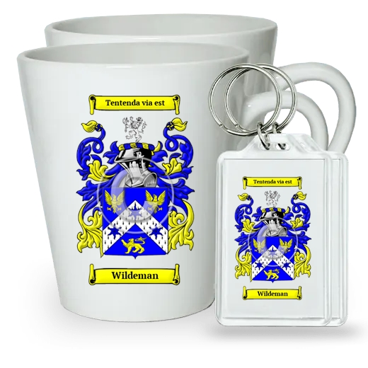 Wildeman Pair of Latte Mugs and Pair of Keychains