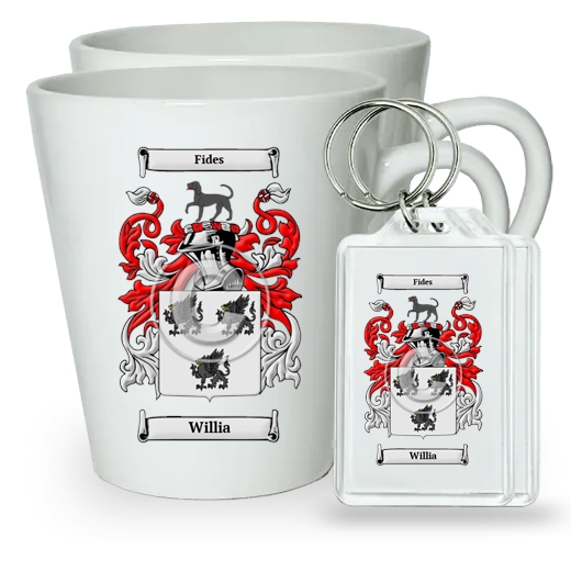 Willia Pair of Latte Mugs and Pair of Keychains