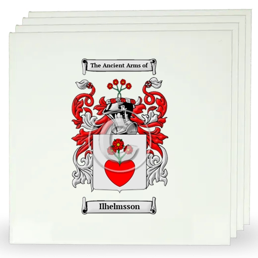 Ilhelmsson Set of Four Large Tiles with Coat of Arms