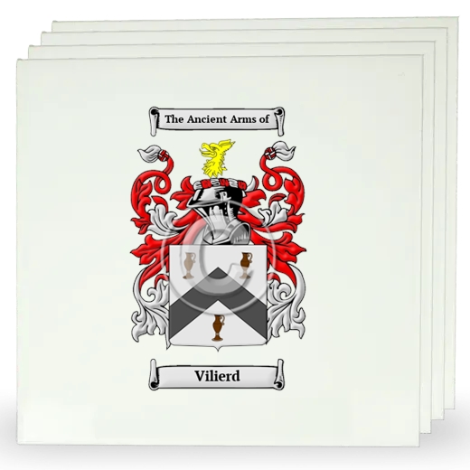 Vilierd Set of Four Large Tiles with Coat of Arms