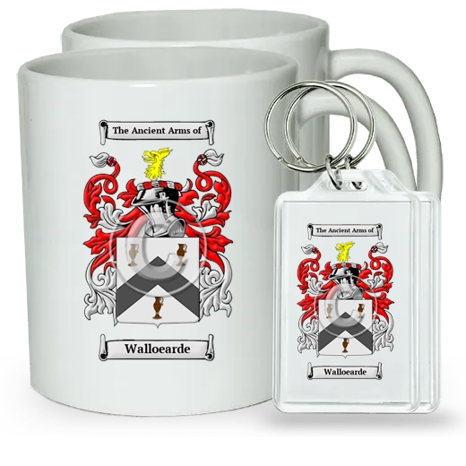 Walloearde Pair of Coffee Mugs and Pair of Keychains