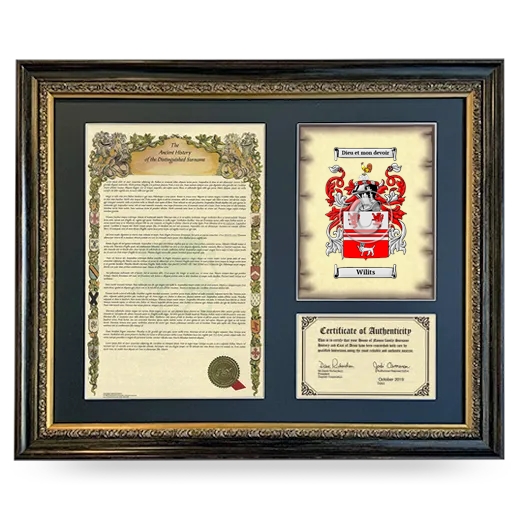 Wilits Framed Surname History and Coat of Arms- Heirloom