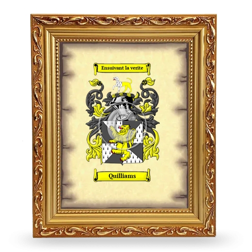 Quilliams Coat of Arms Framed - Gold