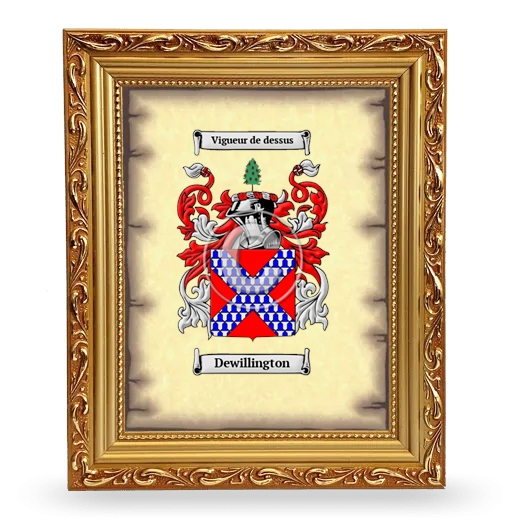 Dewillington Coat of Arms Framed - Gold