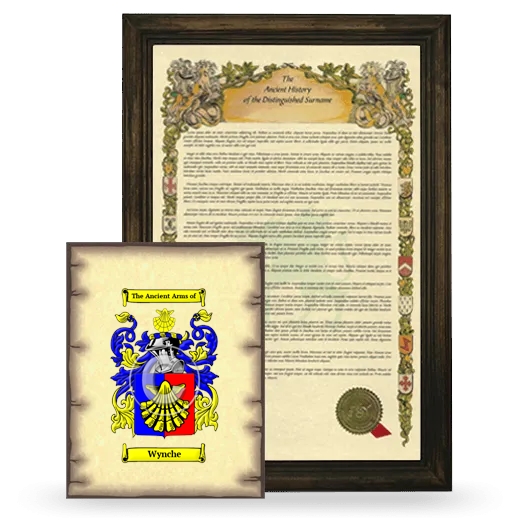 Wynche Framed History and Coat of Arms Print - Brown