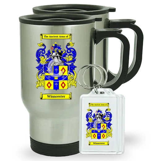 Winncester Pair of Travel Mugs and pair of Keychains