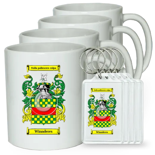 Winnderes Set of 4 Coffee Mugs and Keychains