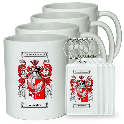 Wincklay Set of 4 Coffee Mugs and Keychains