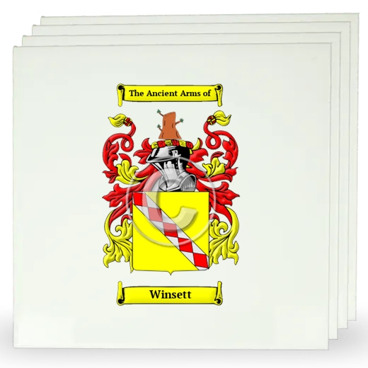 Winsett Set of Four Large Tiles with Coat of Arms