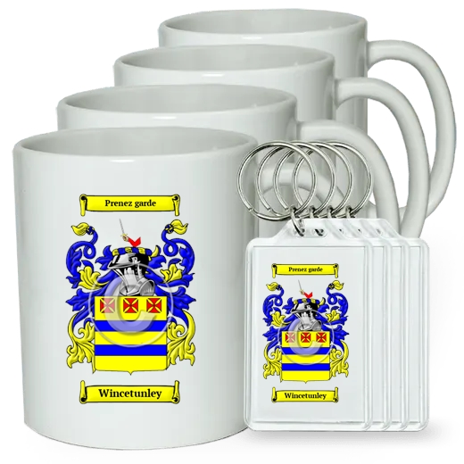 Wincetunley Set of 4 Coffee Mugs and Keychains