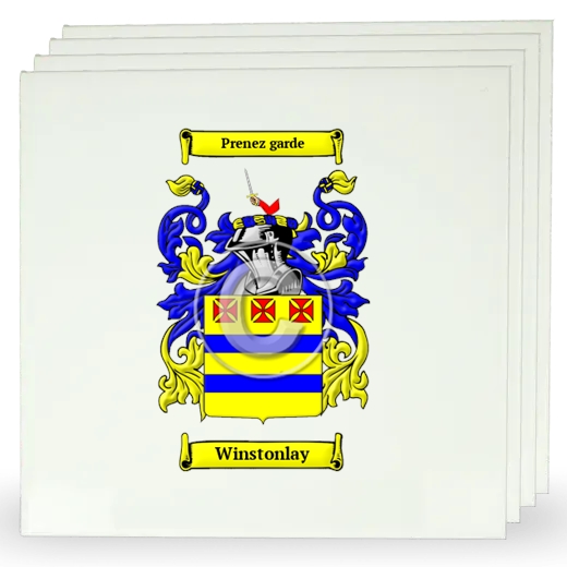 Winstonlay Set of Four Large Tiles with Coat of Arms