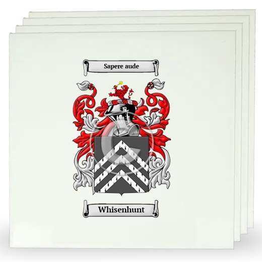 Whisenhunt Set of Four Large Tiles with Coat of Arms