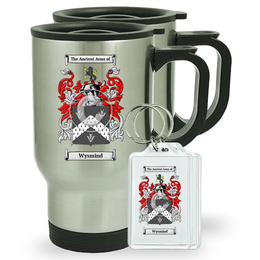 Wysmind Pair of Travel Mugs and pair of Keychains