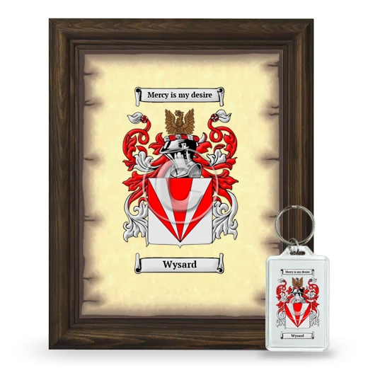 Wysard Framed Coat of Arms and Keychain - Brown